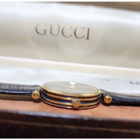 Vintage Gucci 2000L 18K plated Gold Enamel Stack Watch - Picture 5 of 11